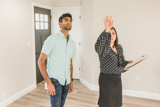 a property manager talking to client